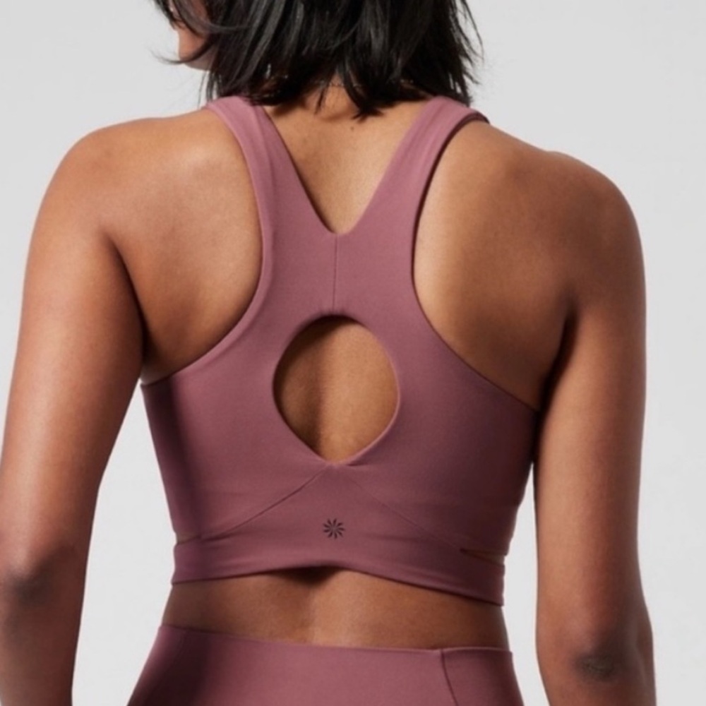 {Athleta} Conscious Cut Out Crop Tank in Tawny Rose - Womens XS - Picture 3 of 12